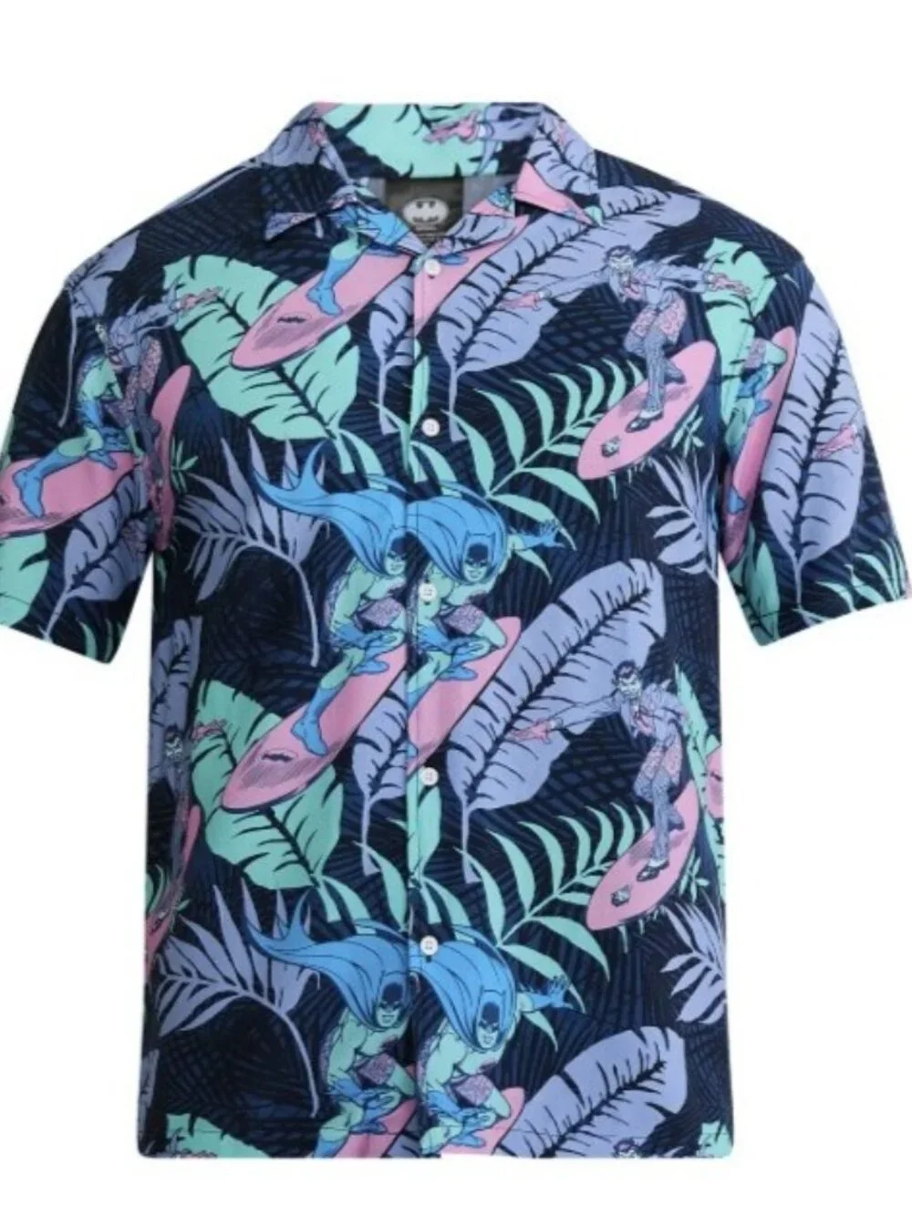 NEW Batman Graphic Hawaiian Shirt Floral Resort Button up Men's Size S Small Sho